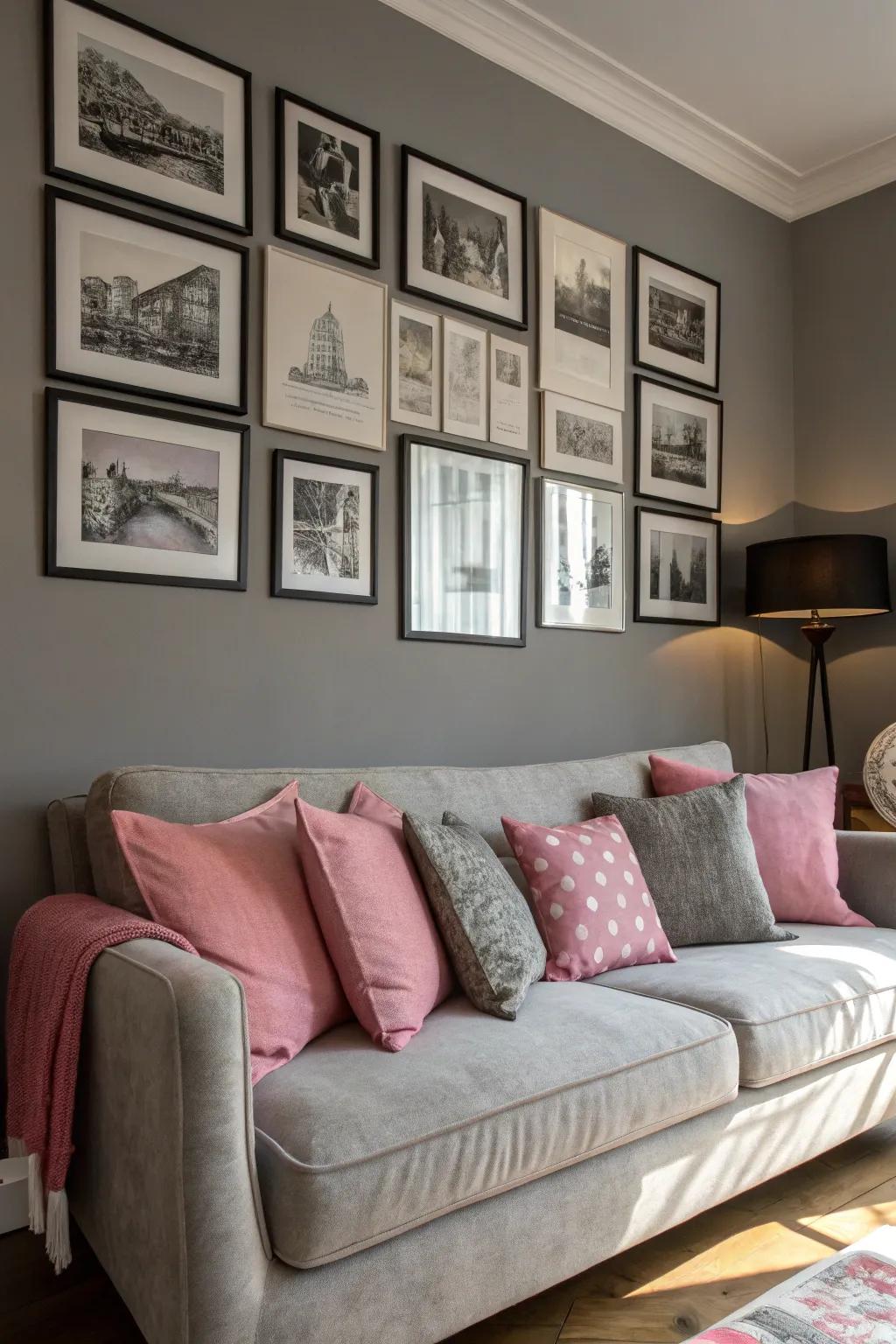 Black and white art makes a statement against grey.