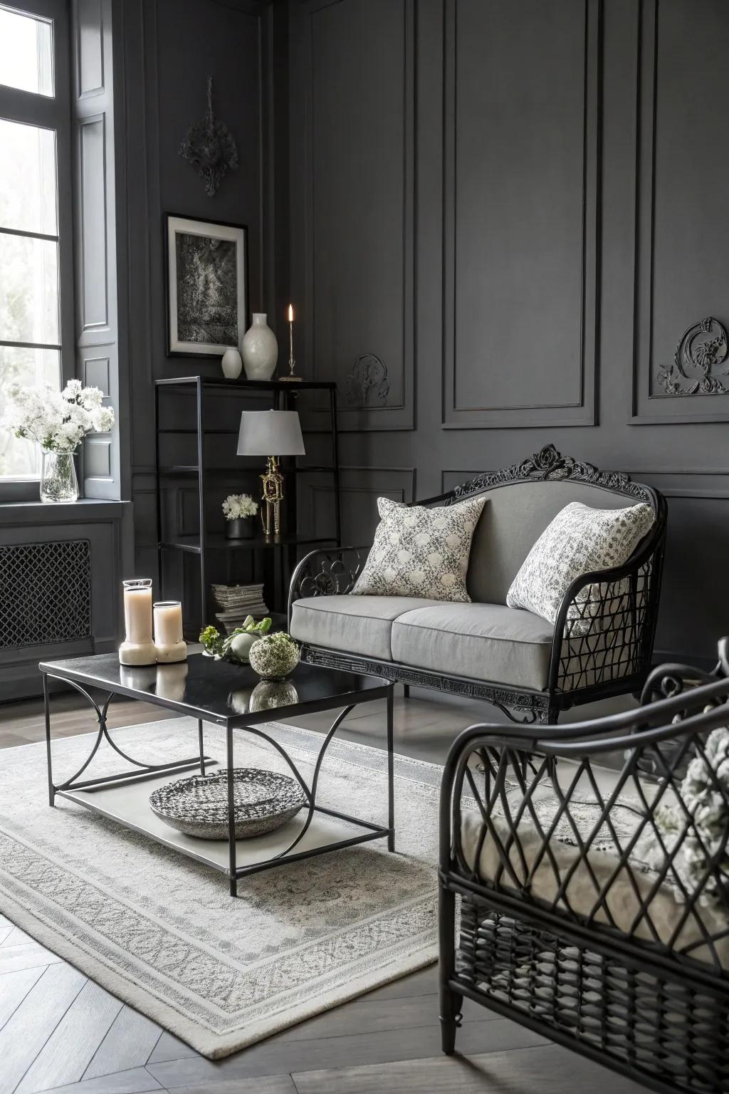 A monochrome palette with a modern twist.