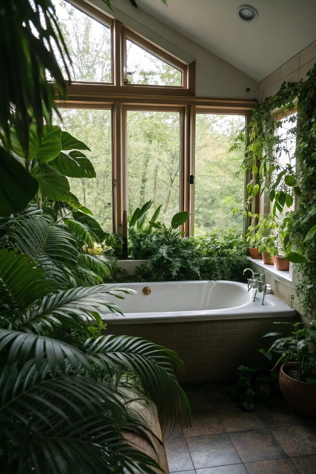 Convert your bathroom into a tranquil haven with plants.