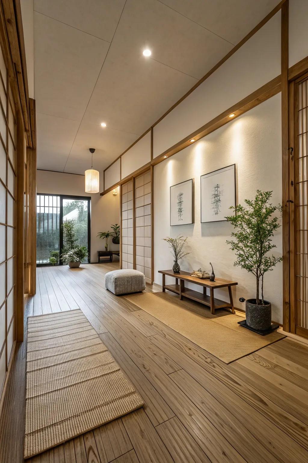 A peaceful room showing off sustainable materials as the stars of the show.