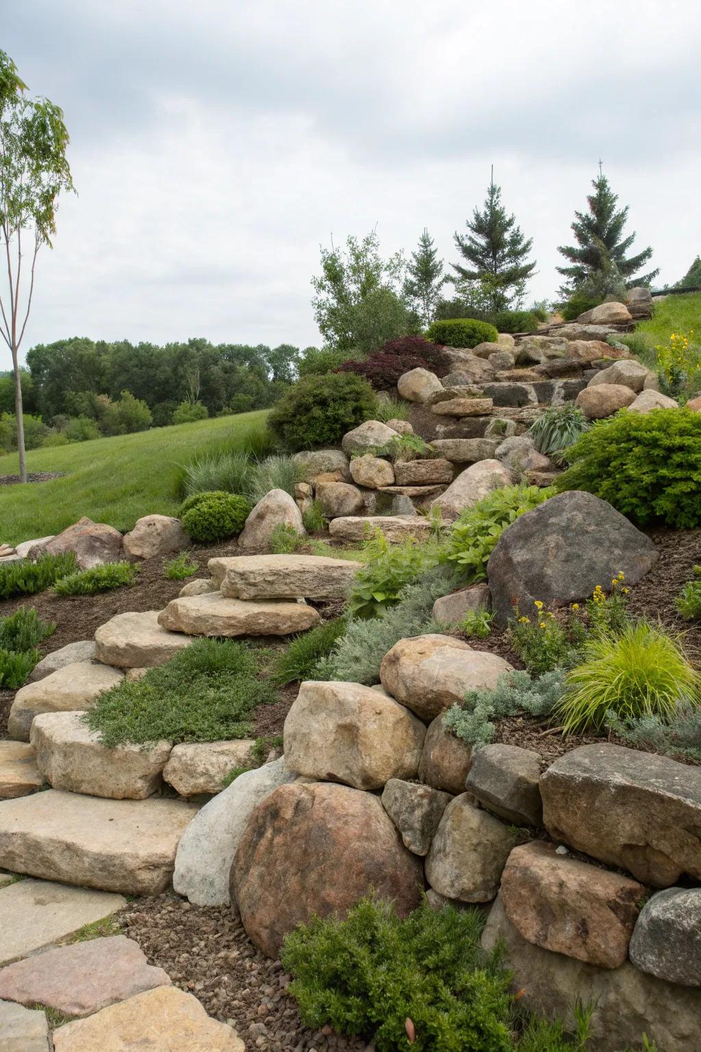 Combining stone textures enriches your outdoor setting.
