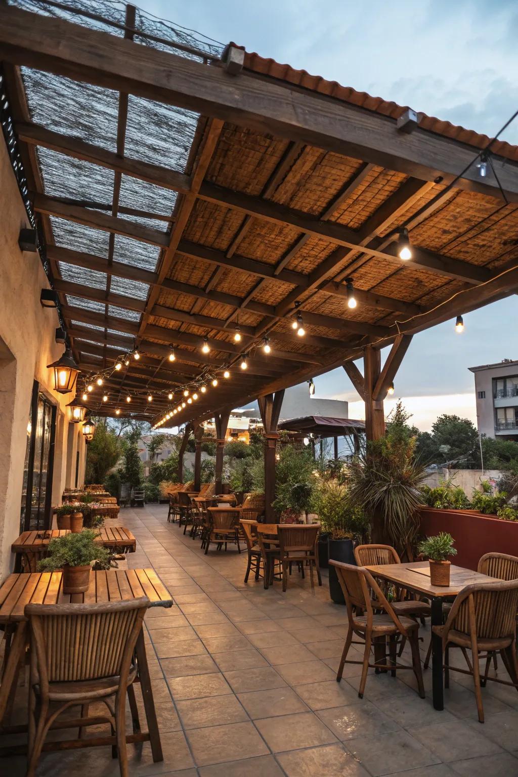 Exposed beams add a sturdy, rustic charm.