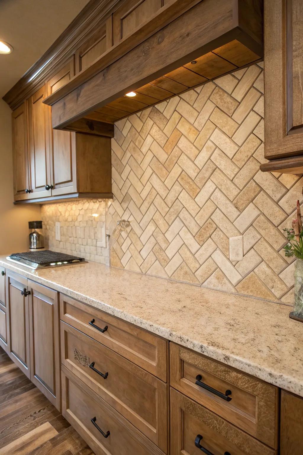 Zigzag arrangements introduce a dynamic element to countryside kitchens.