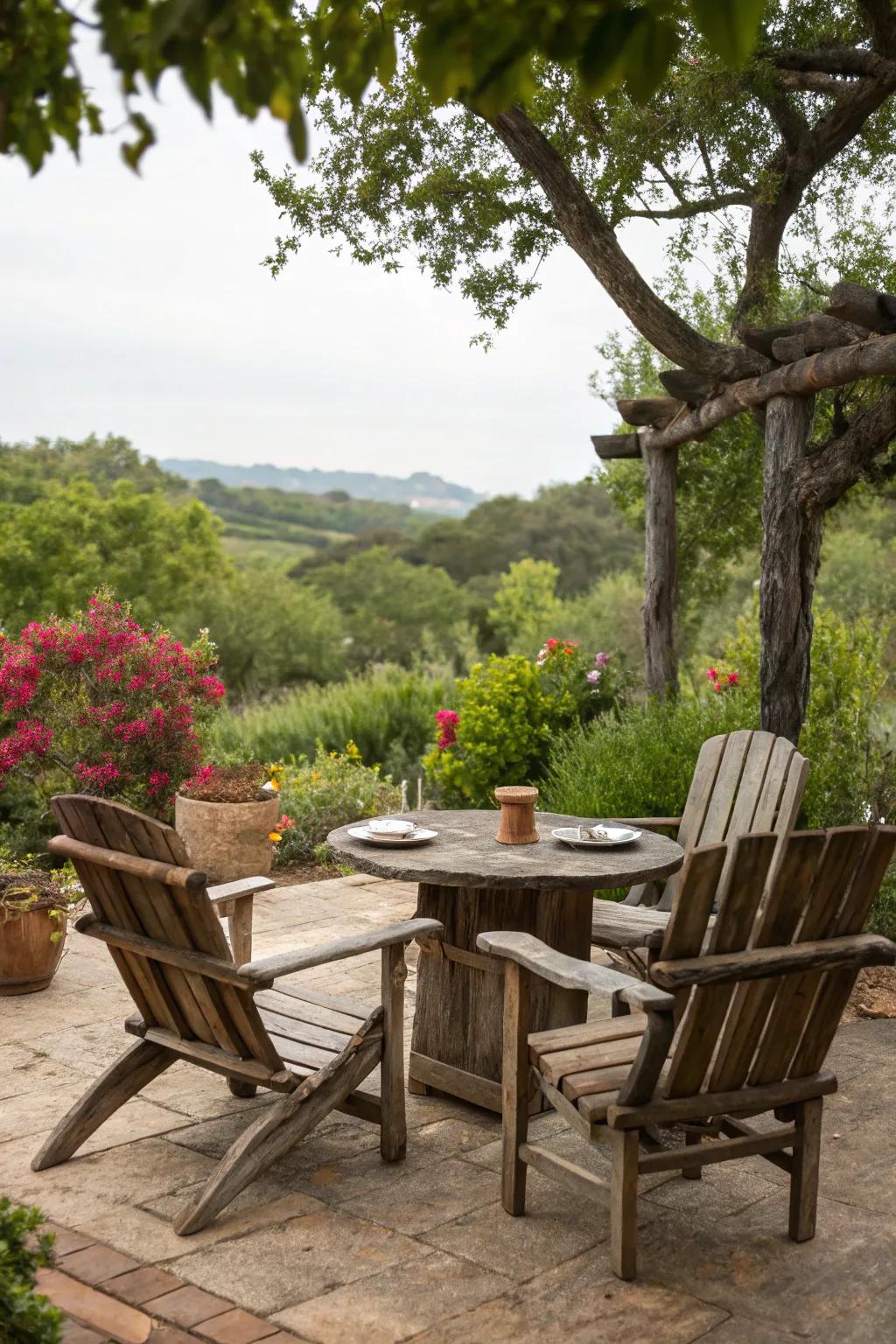 A cozy outdoor seating area perfect for gatherings.