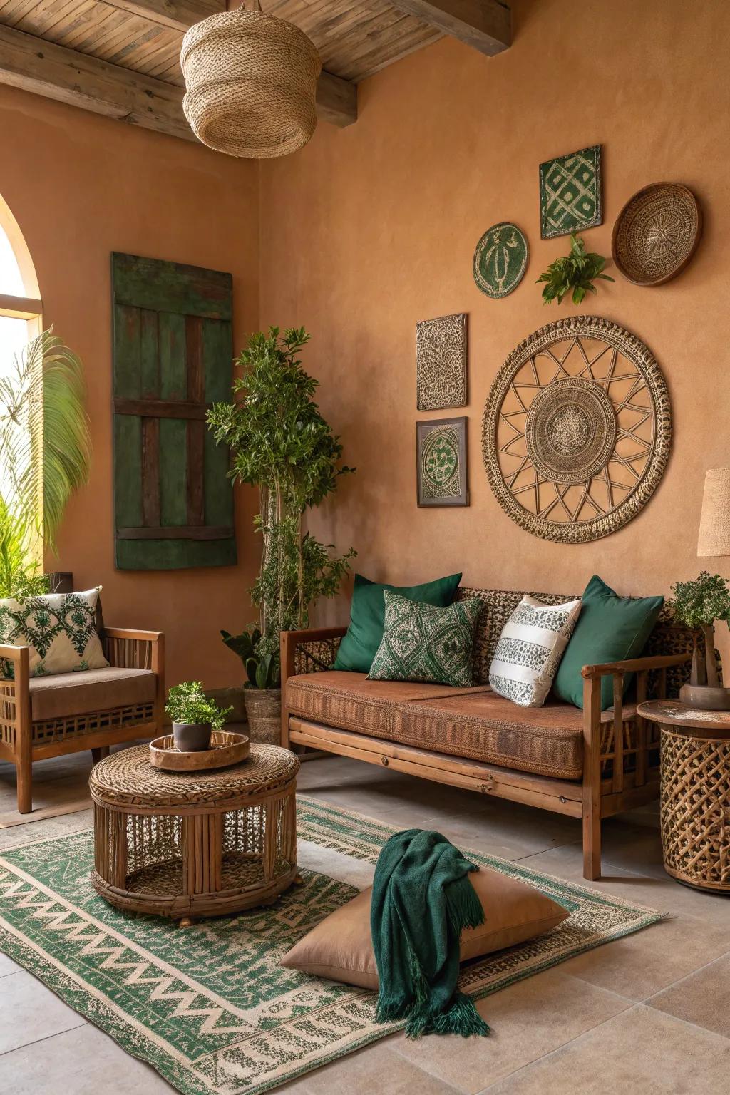 Earthy tones bring warmth and a natural touch to rustic interiors.