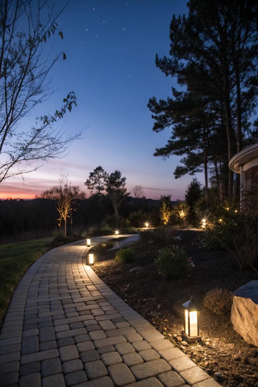 Walkway lighting transforms your side yard into a magical retreat.