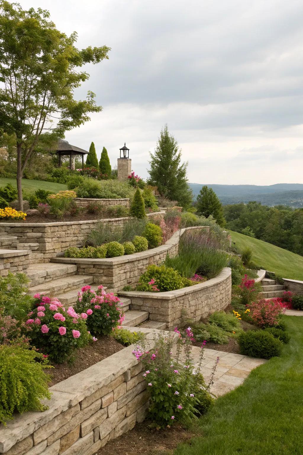 Retaining walls provide support and style.