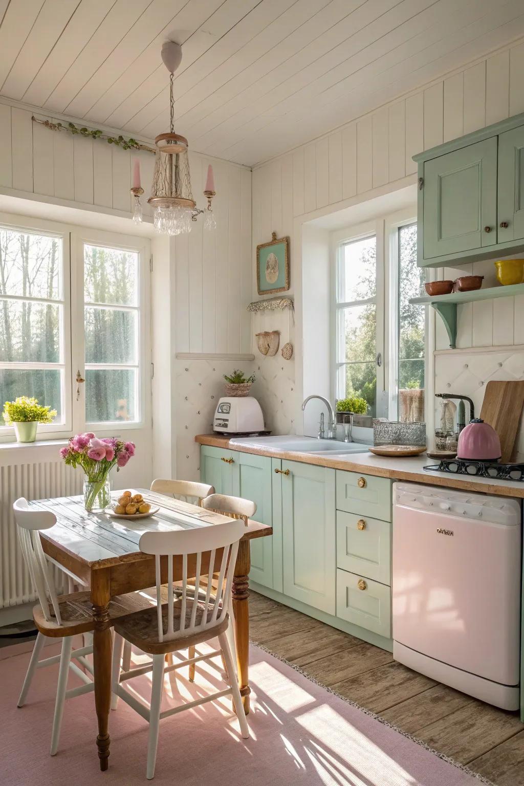 A bright and airy color palette opens up the space and invites natural light.