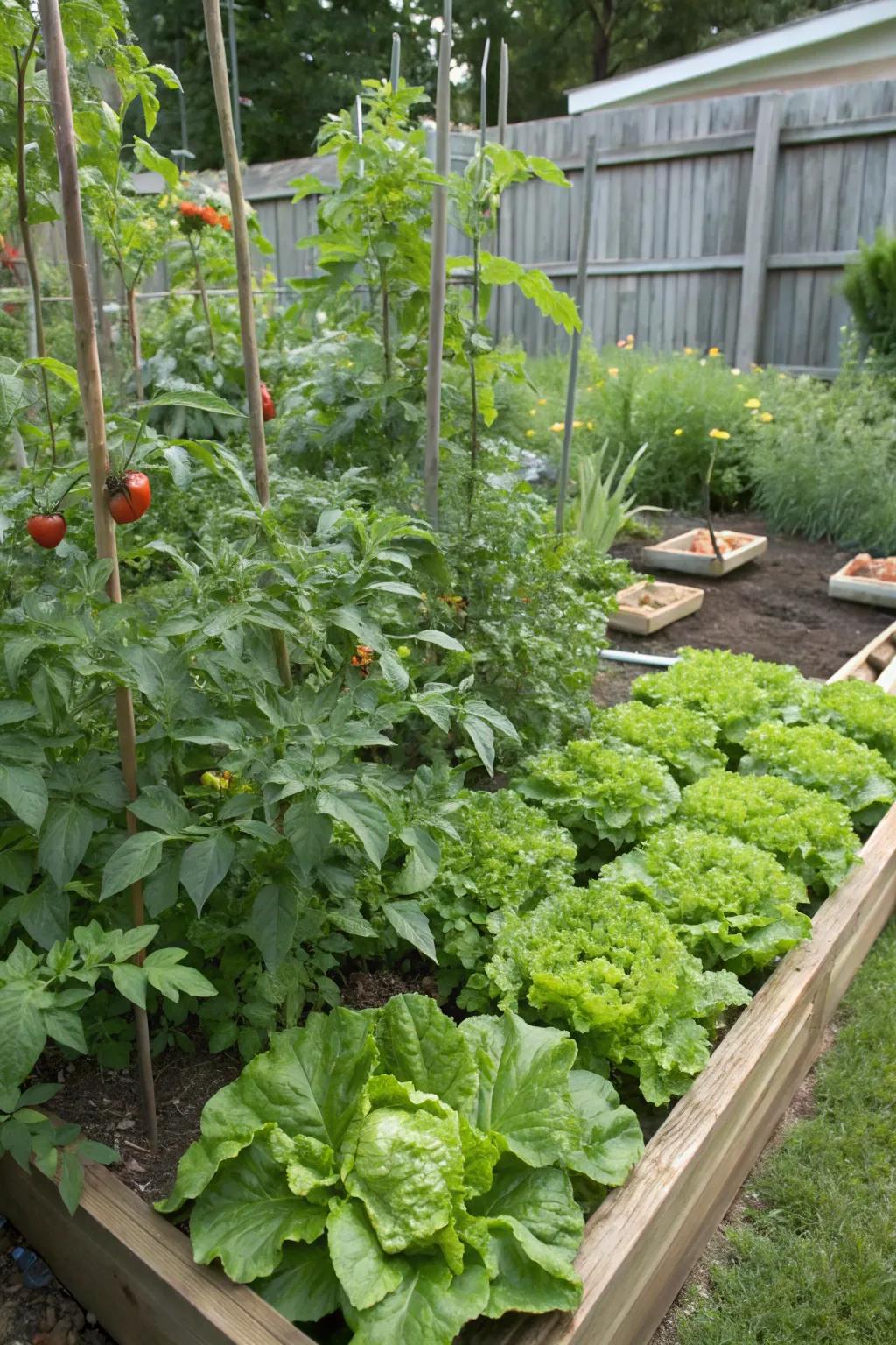 Close-knit planting schemes maximize output in restricted zones.