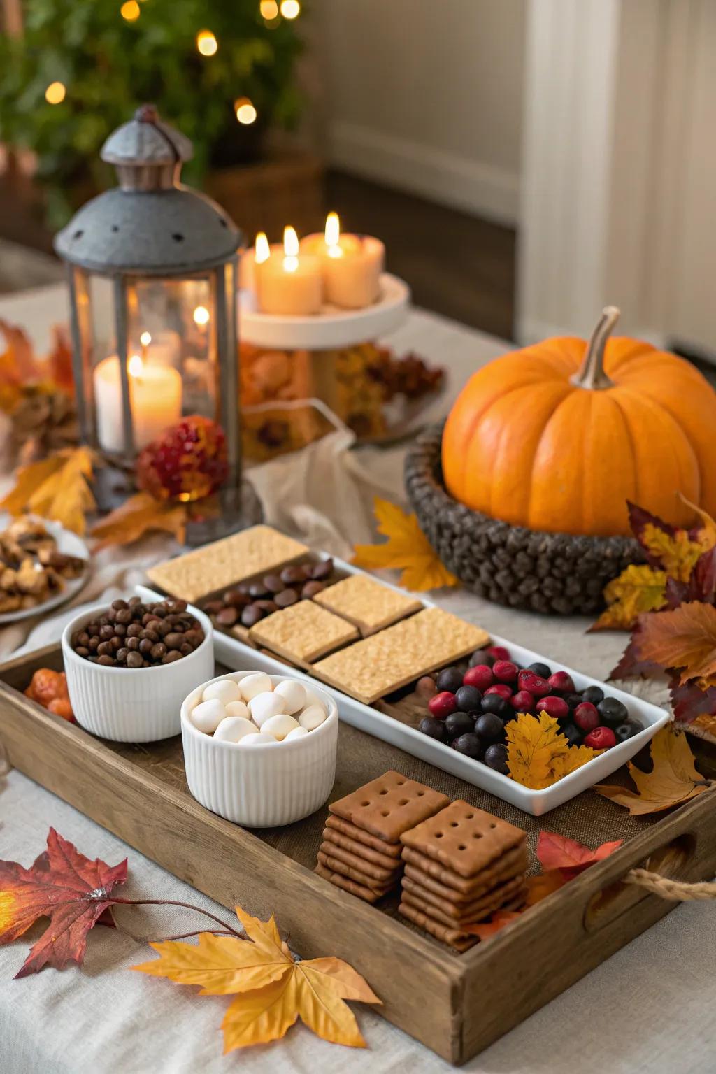 Themed decorations make your s'mores station feel festive and distinctive.