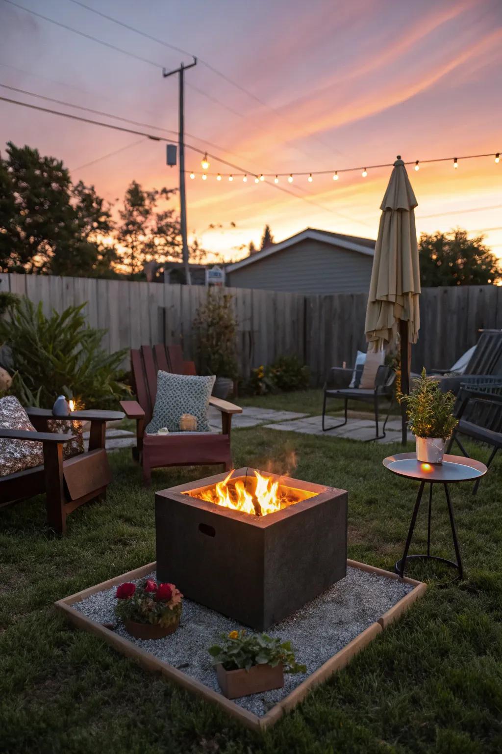 Portable fire pits offer flexibility and convenience.