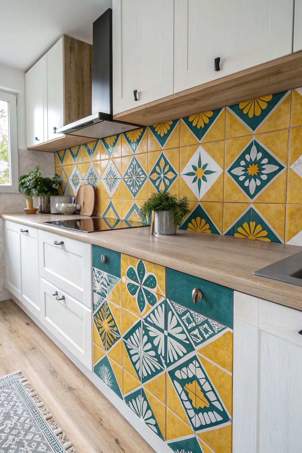 Elevate your kitchen with a DIY backsplash that’s uniquely yours. Bold colors and simple elegance for the perfect Scandinavian-Boho mix!