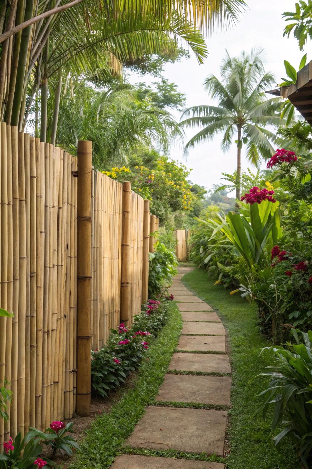 Cane rolls establish a tranquil and organic backdrop for any garden.