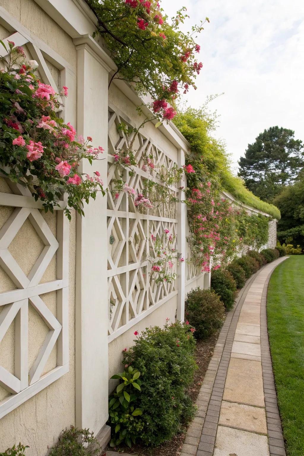 Modernize your garden through geometric trellis artistry.