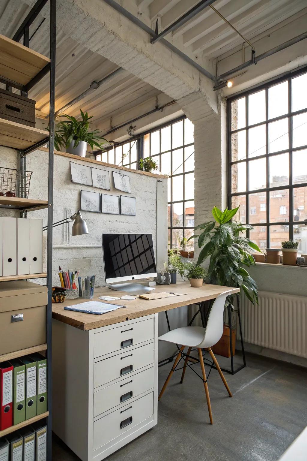 A functional workspace forms the nucleus of your loft office.