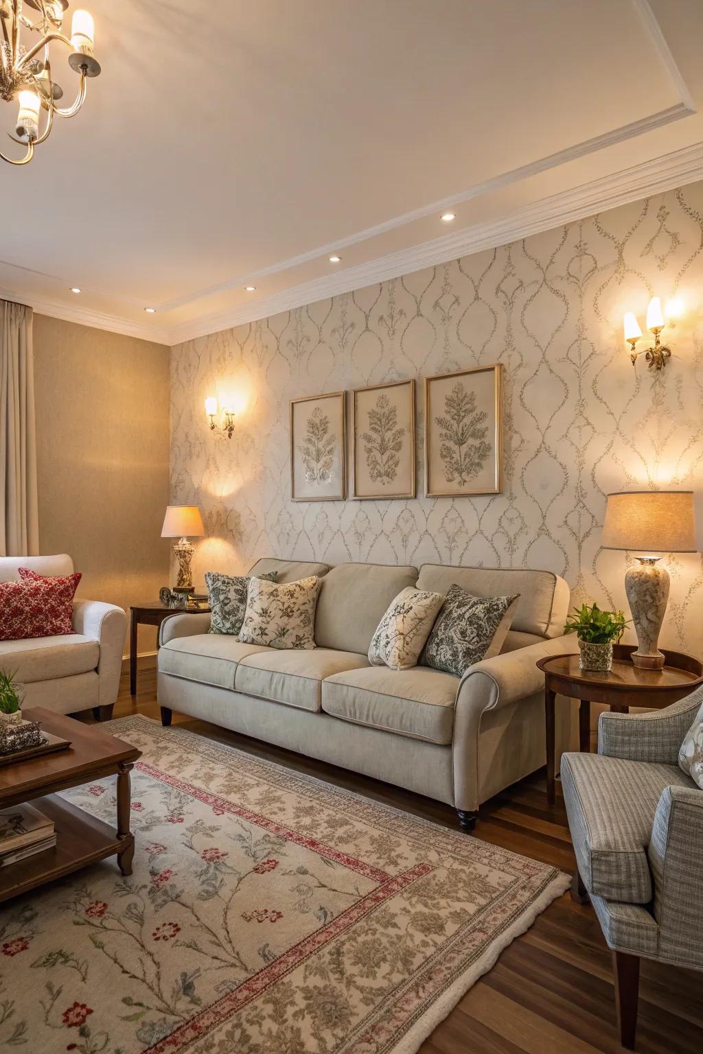 Find peace through organic and soft tones that transform your living room.