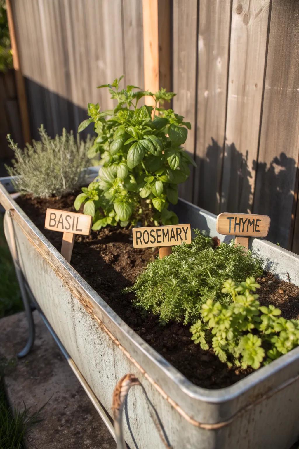 Elevate your gardening game with a vertical herb paradise crafted from a classic water trough.