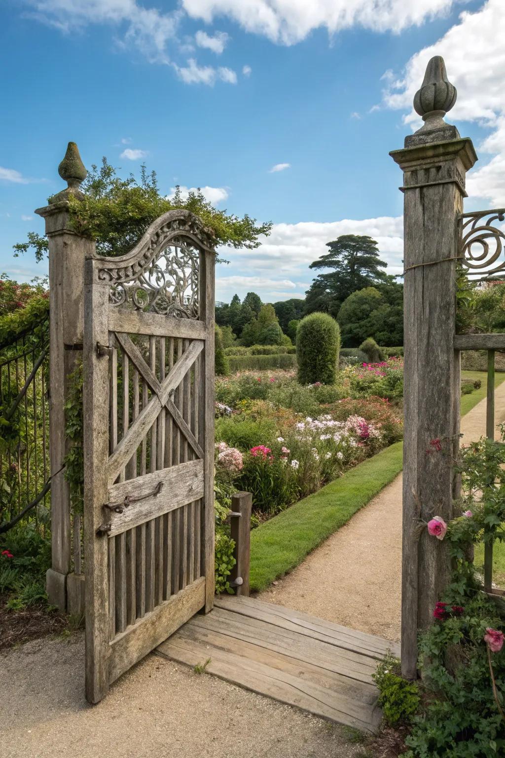 Decorative doors enhance the entry to your outdoor sanctuary.