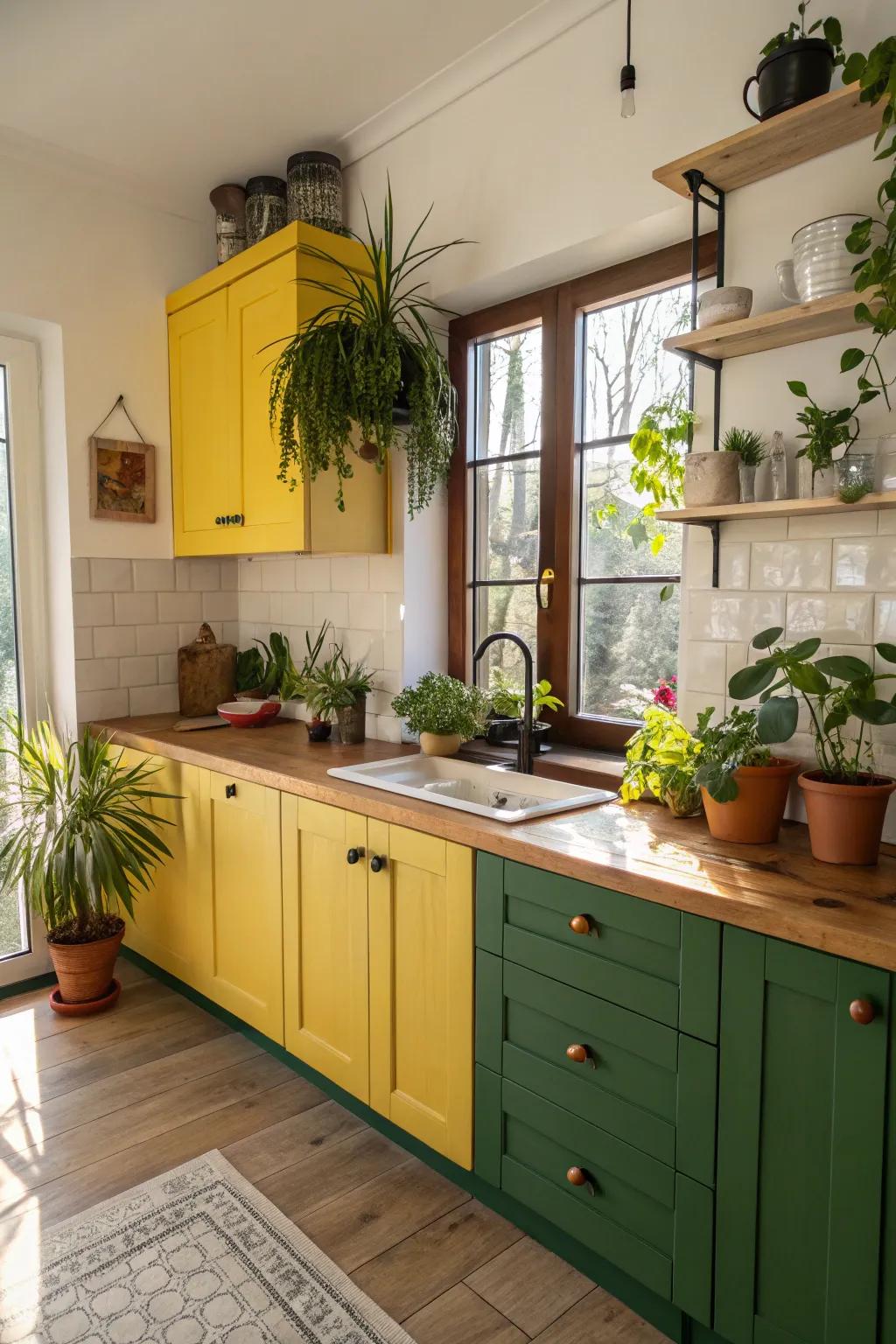 A spirited blend of lemon and verdant introduces nature into the cooking area.