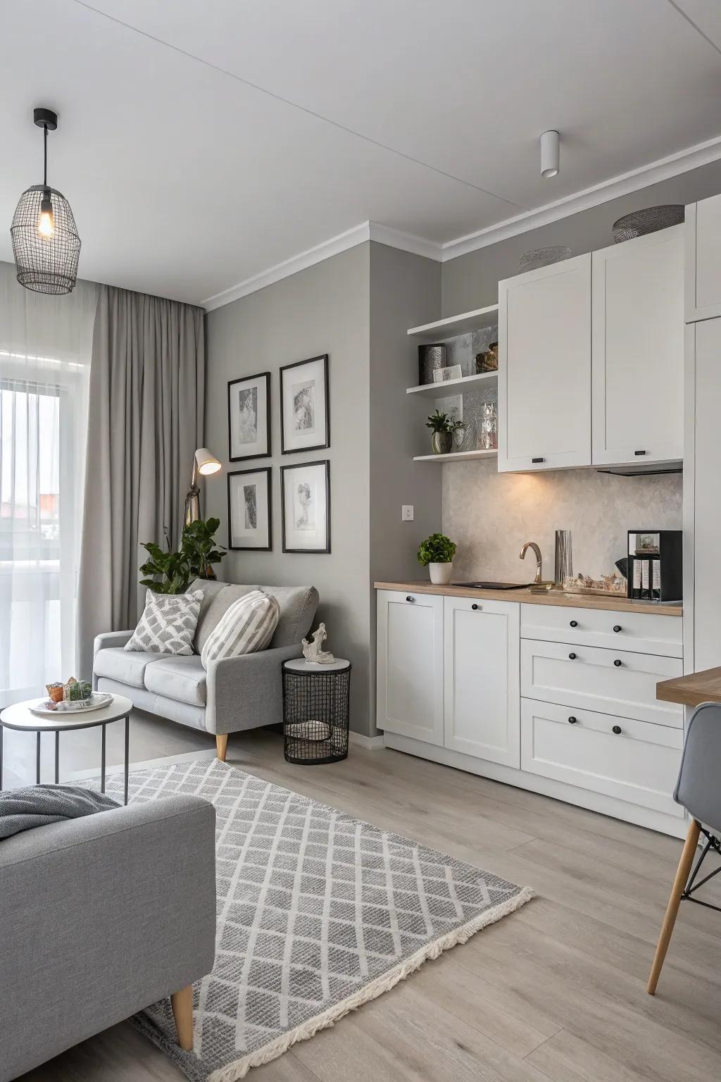 A harmonious color scheme cultivates a perception of spaciousness