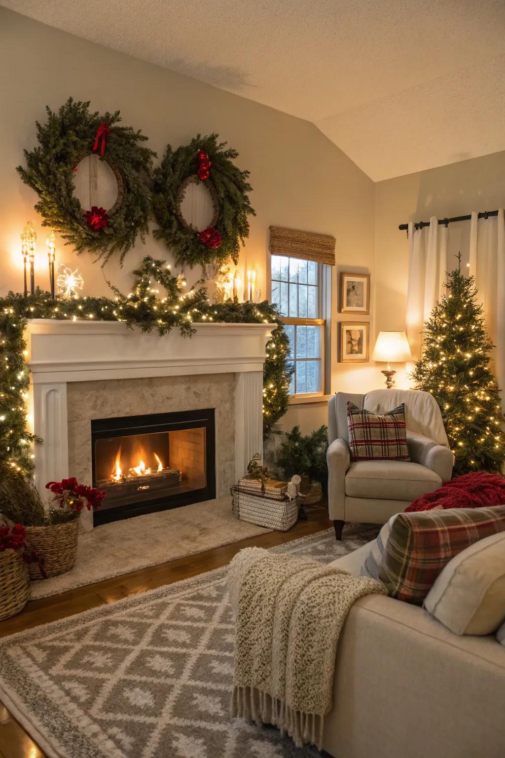 Seasonal decor keeps the space feeling inviting and festive.