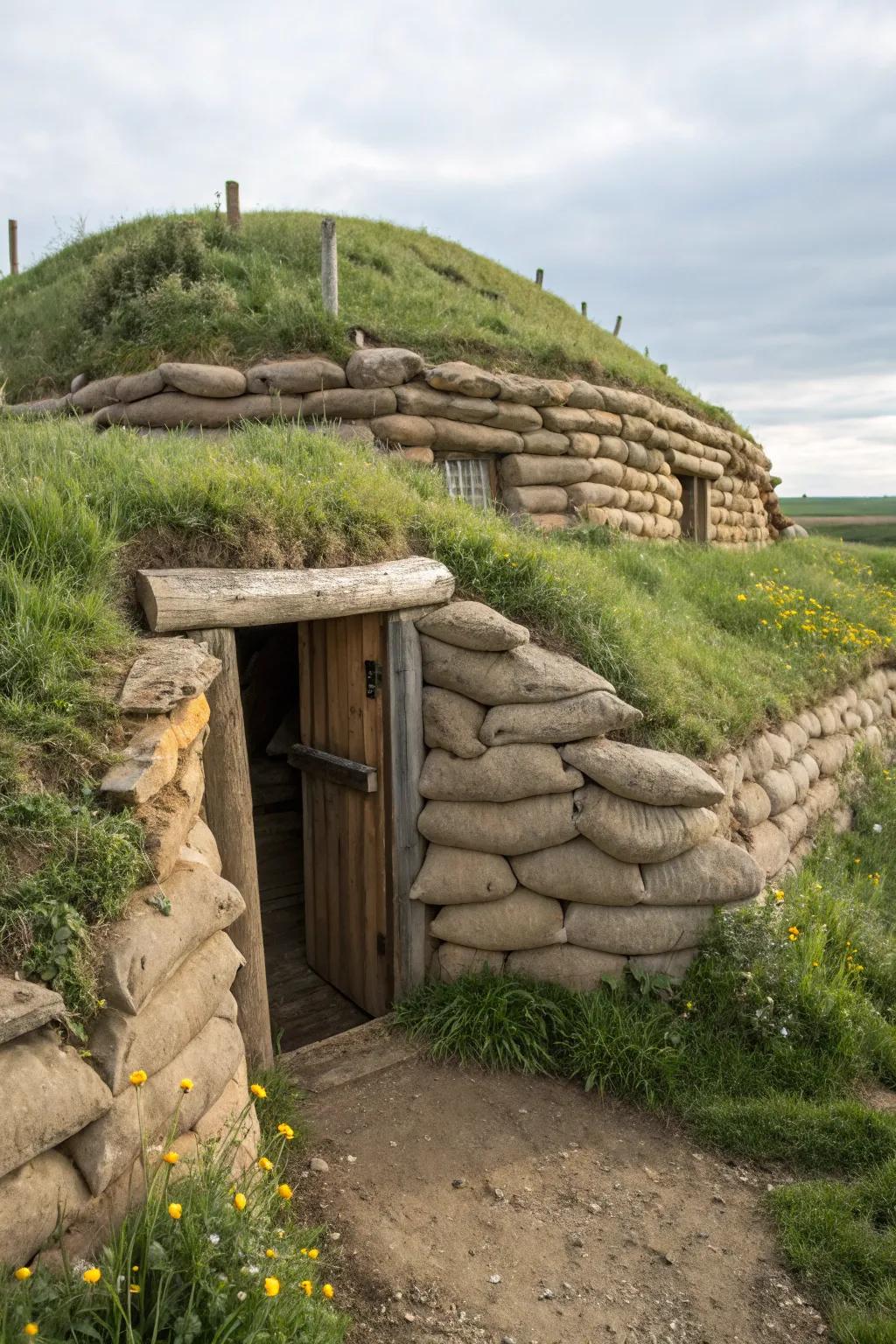 Discover the rustic charm and sustainability of earthbag root cellars.