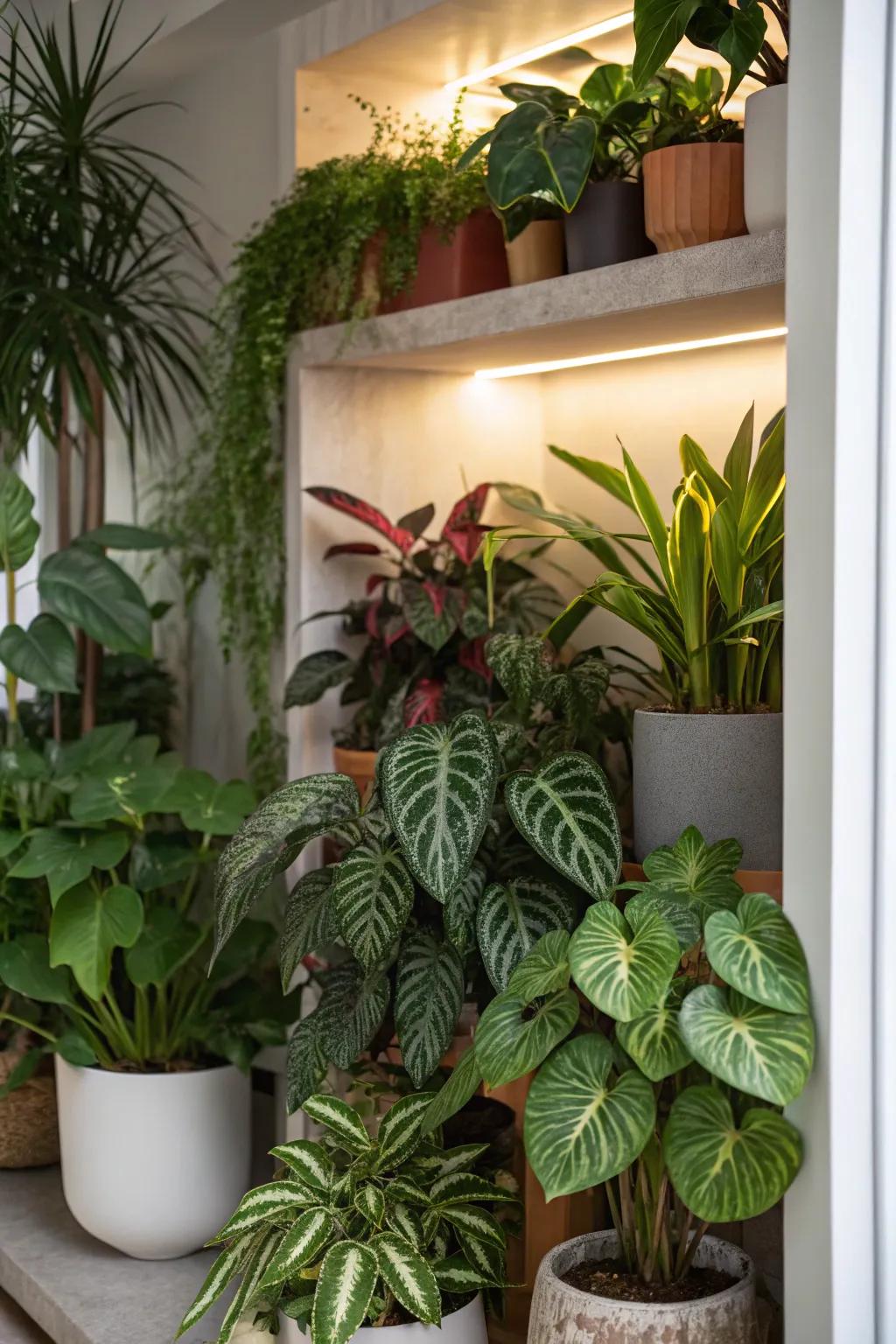 Build a lively indoor flora refuge in your residence.