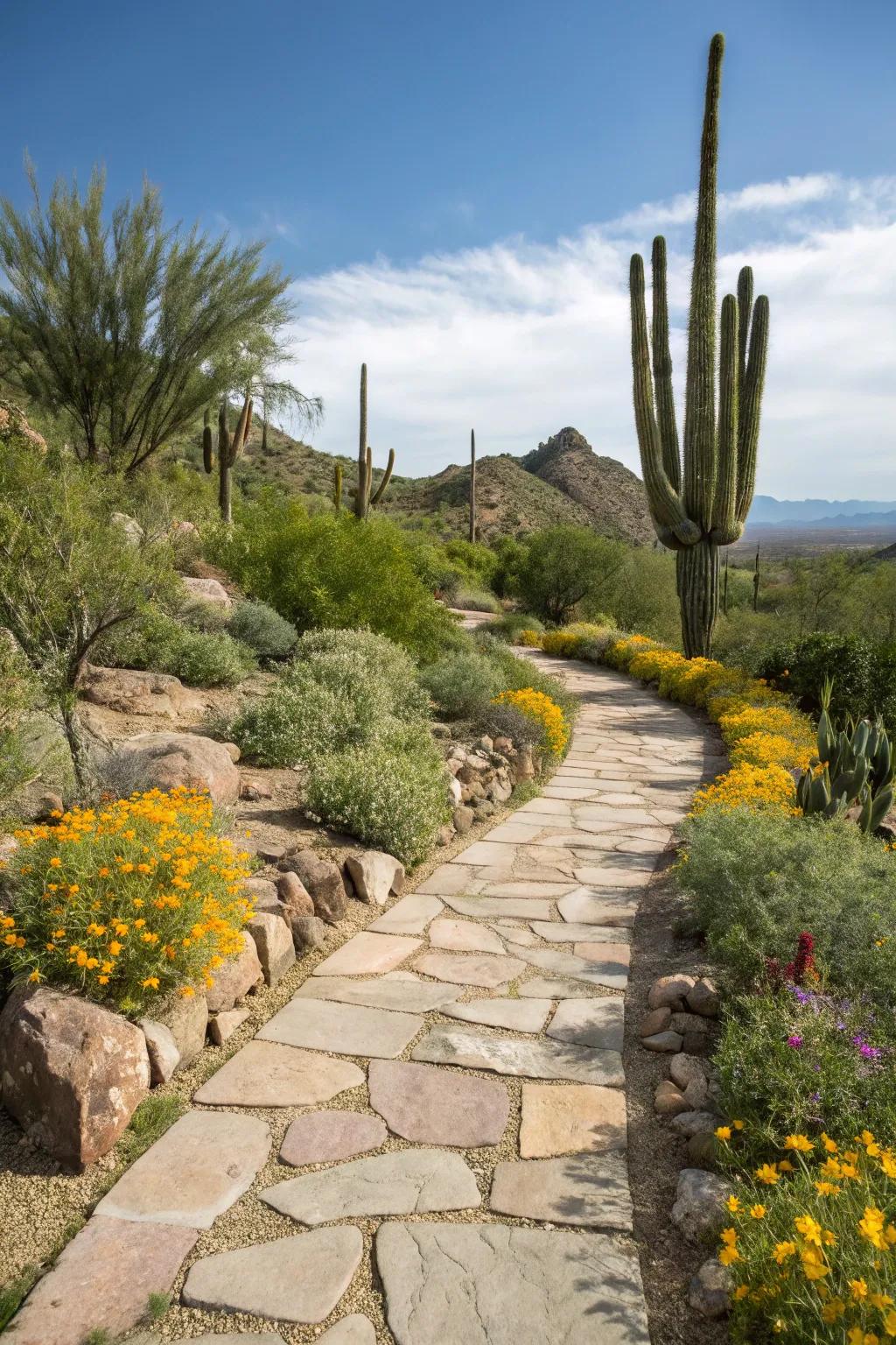 Pathways joining different sections of the garden.