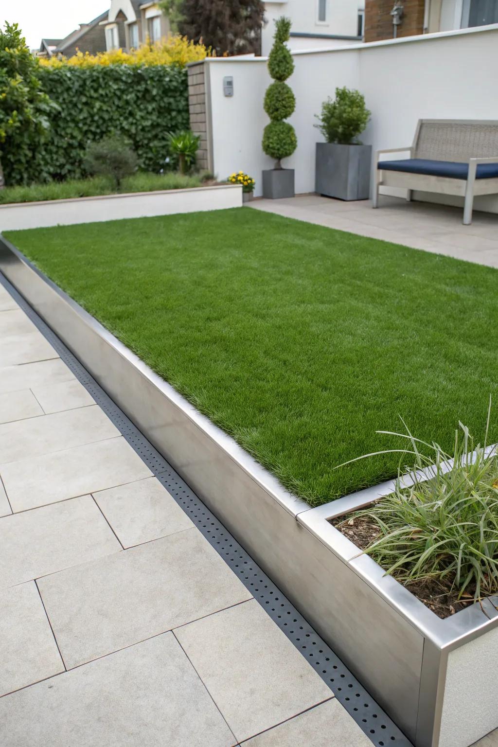 Metal edges bring a modern flair to your lawn.