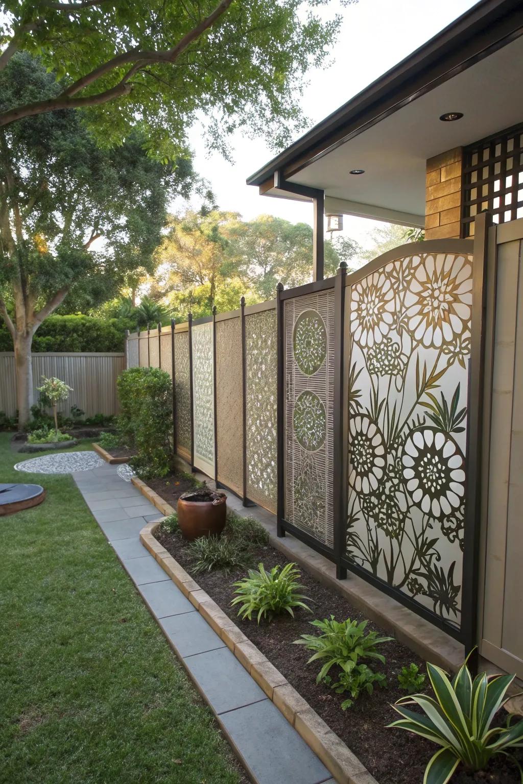 Decorative screens providing privacy with an artistic touch.