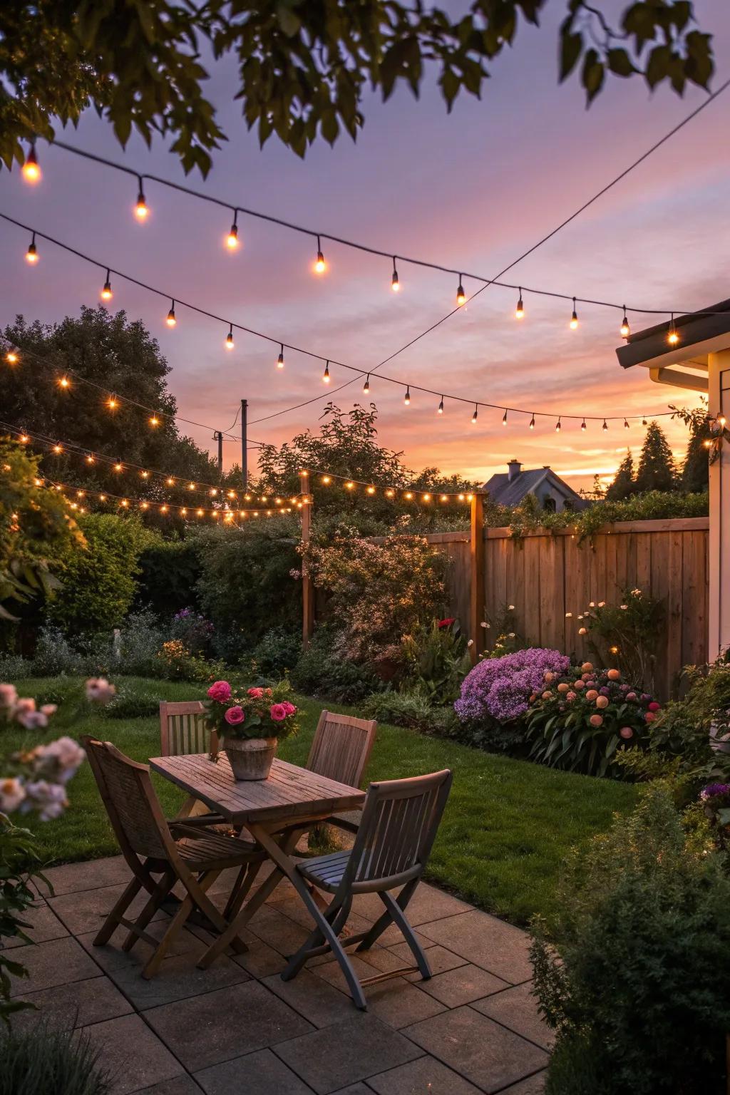 Fairy lights impart a magical essence to your evening gatherings.