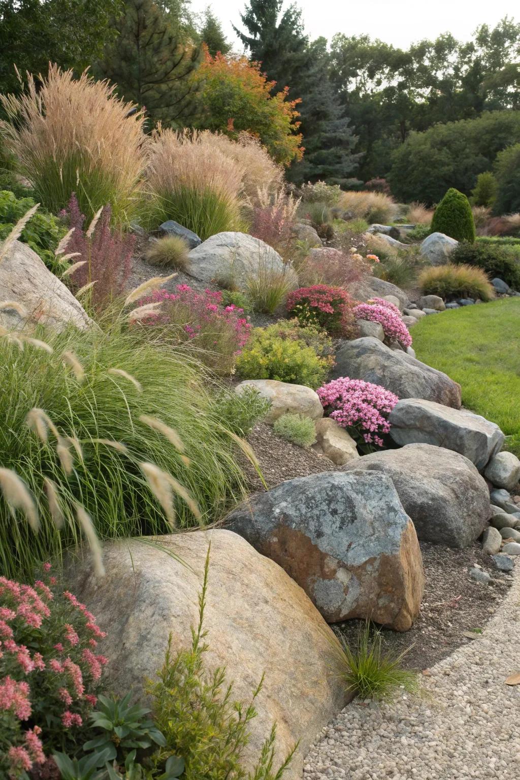Large stones form natural focal points that enthrall.