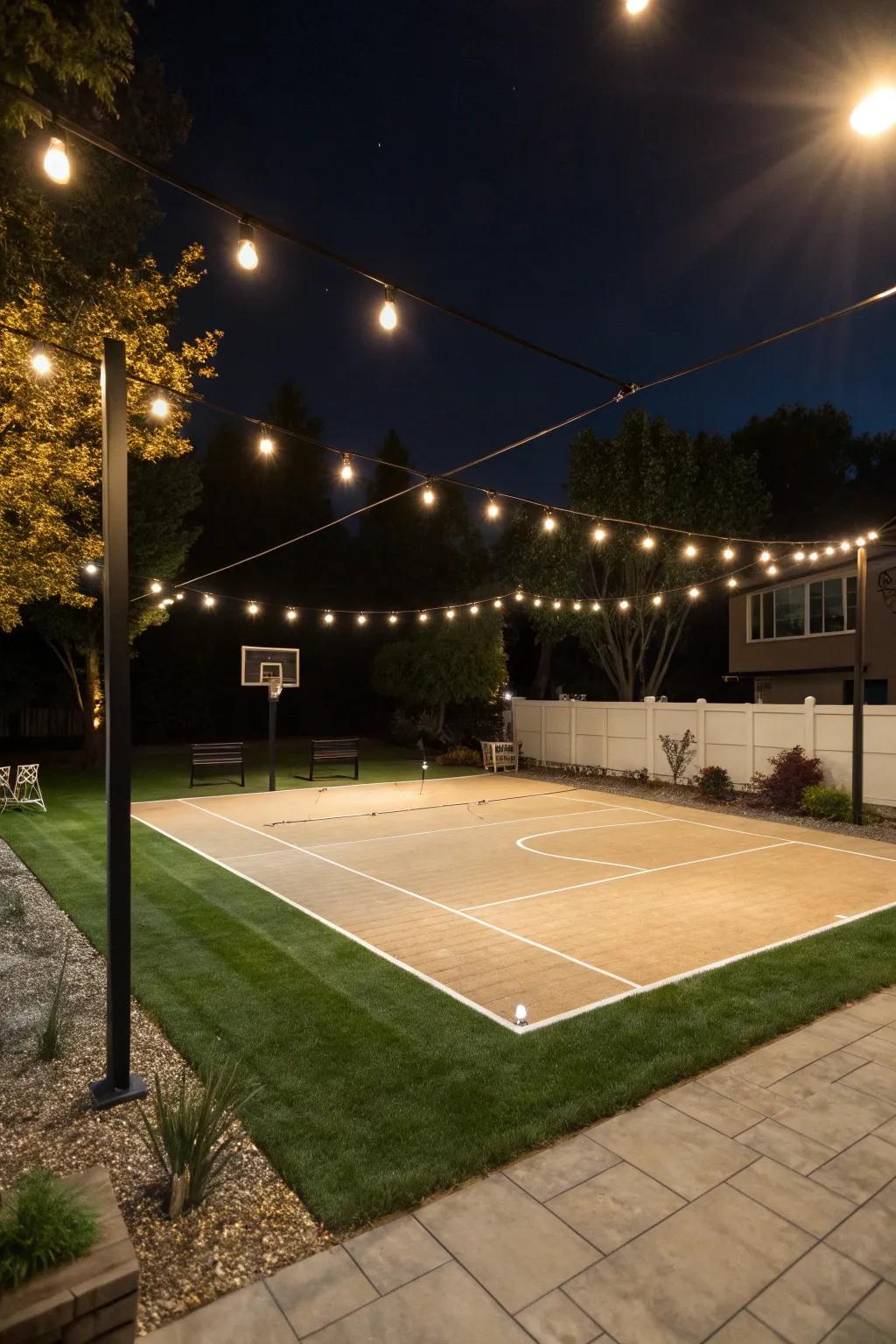 Enjoy your favorite sports anytime with carefully located court illumination.