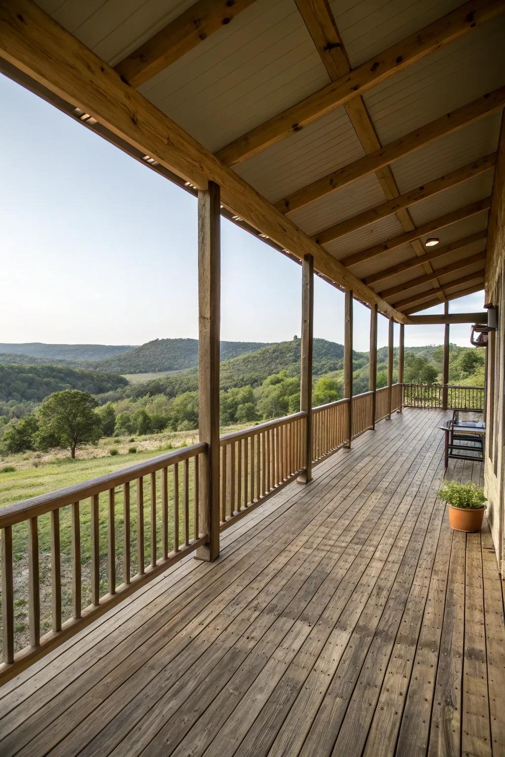 A wraparound porch offers expansive views and accessibility.