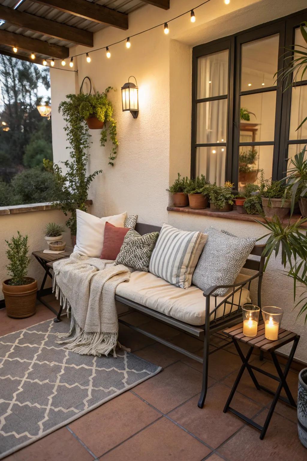 Folding benches provide versatile seating options for small spaces.