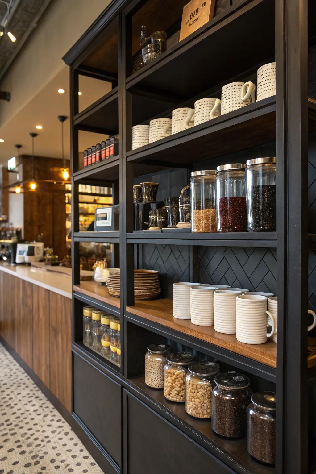 Visible storage solutions for a functional and fashionable coffee station