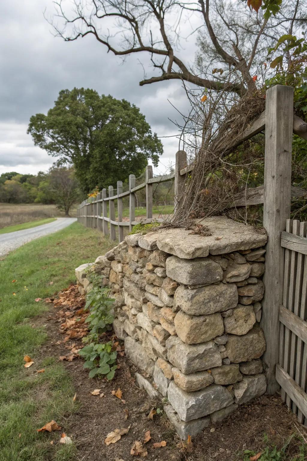 A stone facade adds a rustic charm.