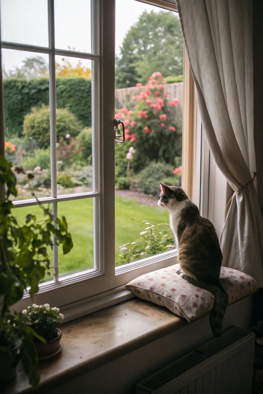 A window perch offers cats a perfect spot to watch the world go by.