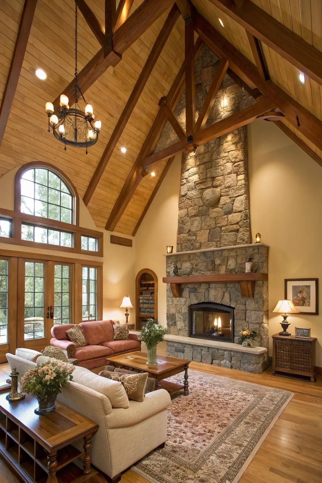 Earth tones like timber and rock fashion a harmonious design.