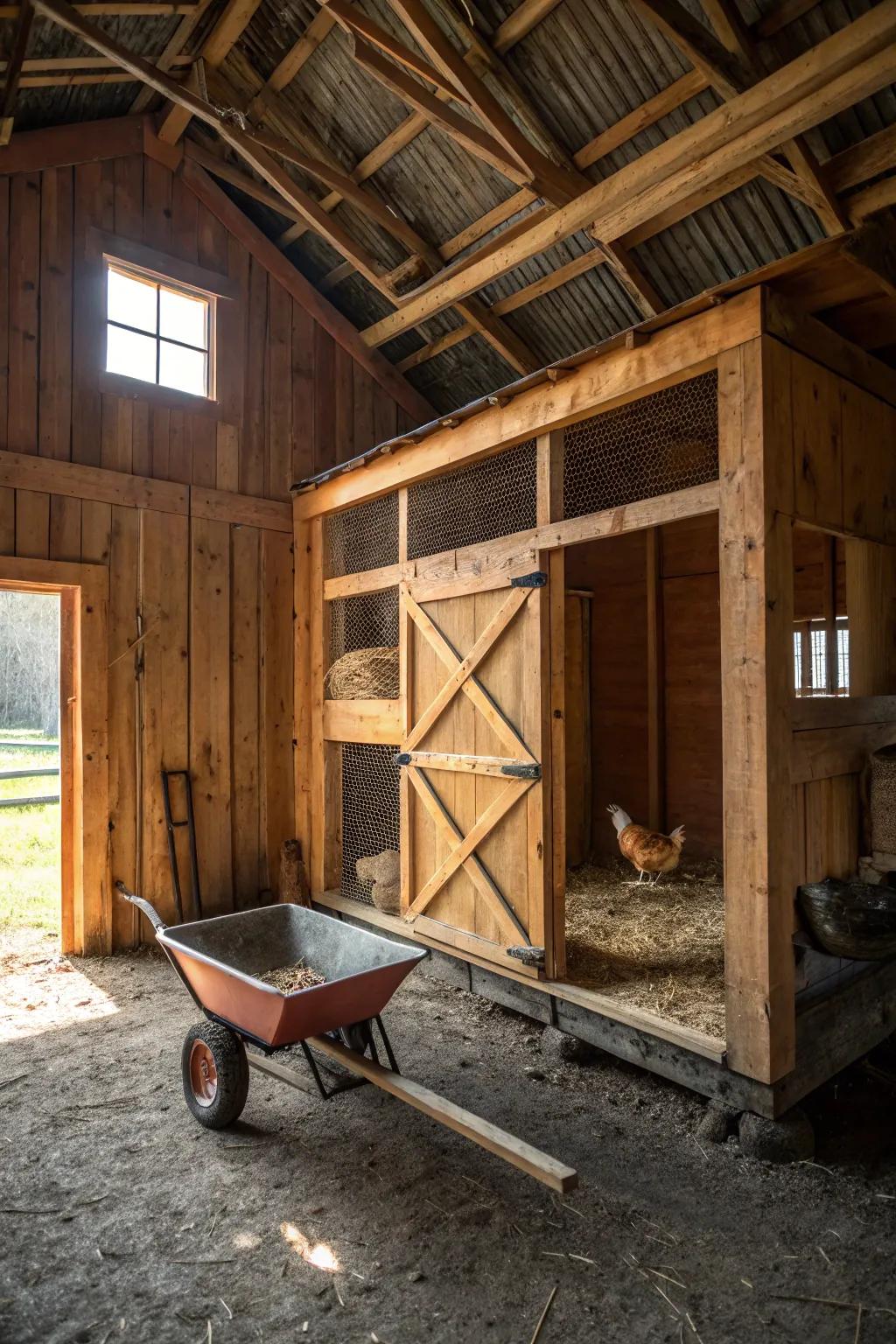 Streamline your barn chores with a beautifully designed chicken coop – style meets function!