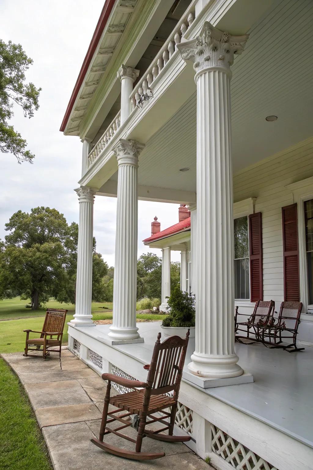 Colonial home with an elegant porch and columns.