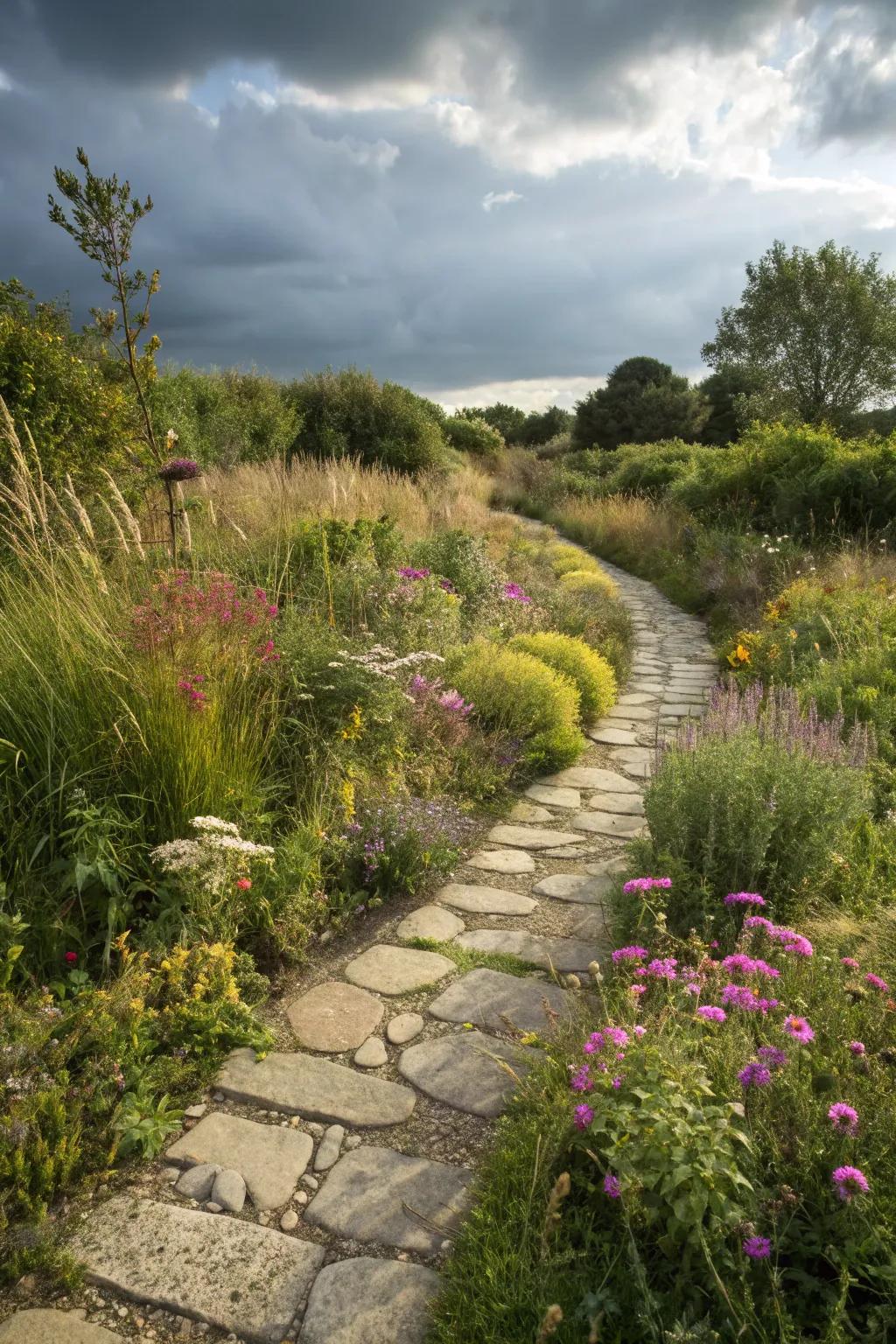 Flagstone paths create a seamless journey through your garden.
