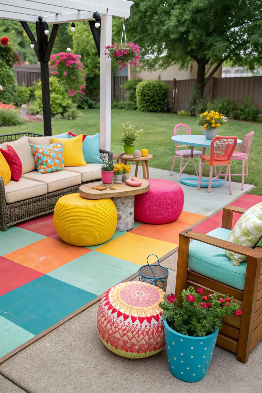 Bring your patio to life with colorful concrete finishes.