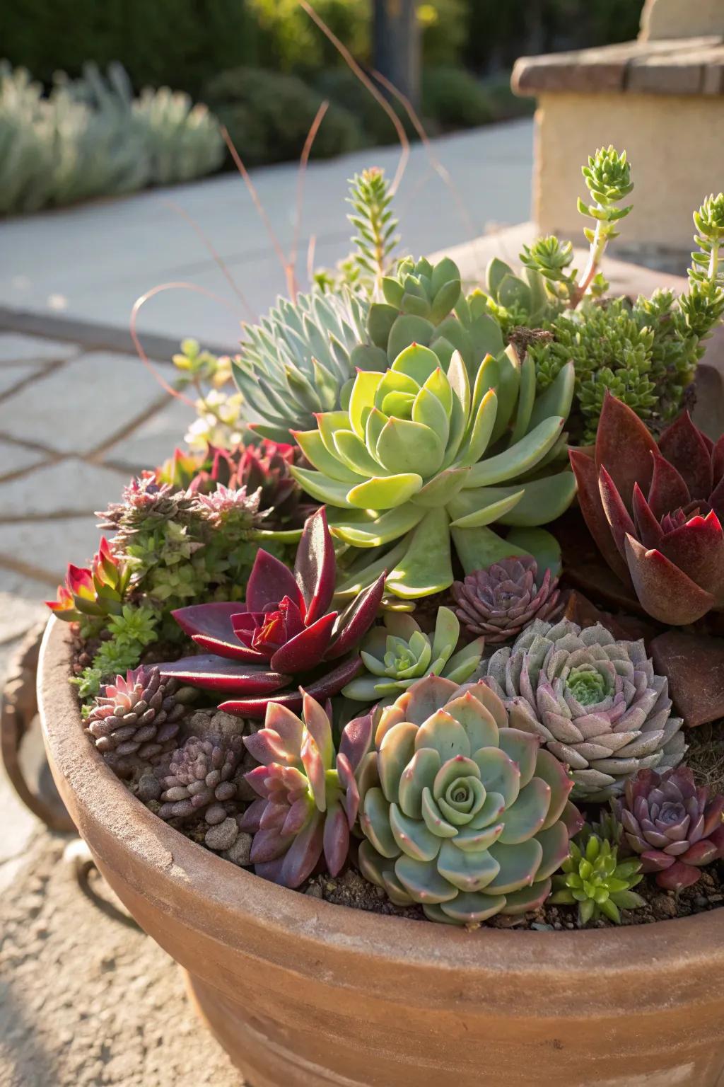 Succulents highlight texture and resilience.