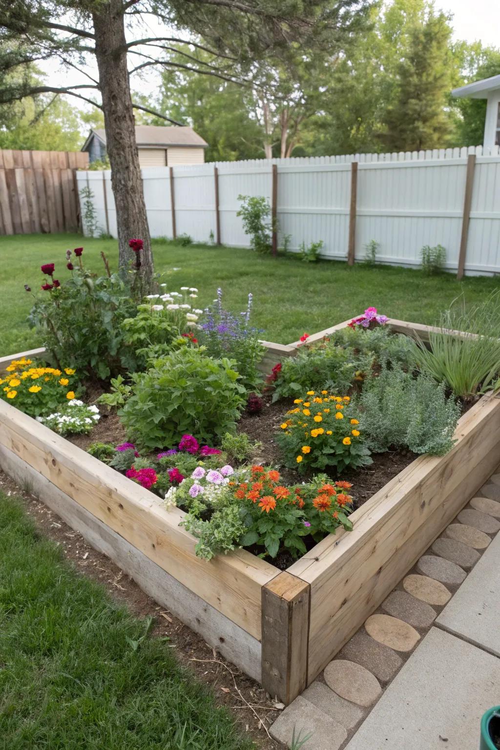 L-shaped planters offer a creative use of corner spaces.