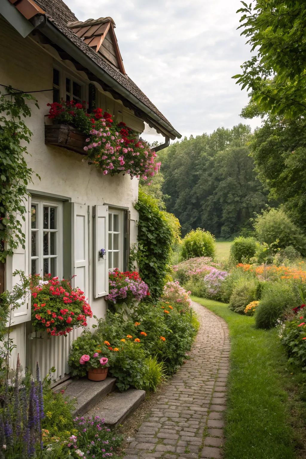 A delightful cottage-style house embraced by a lively garden.