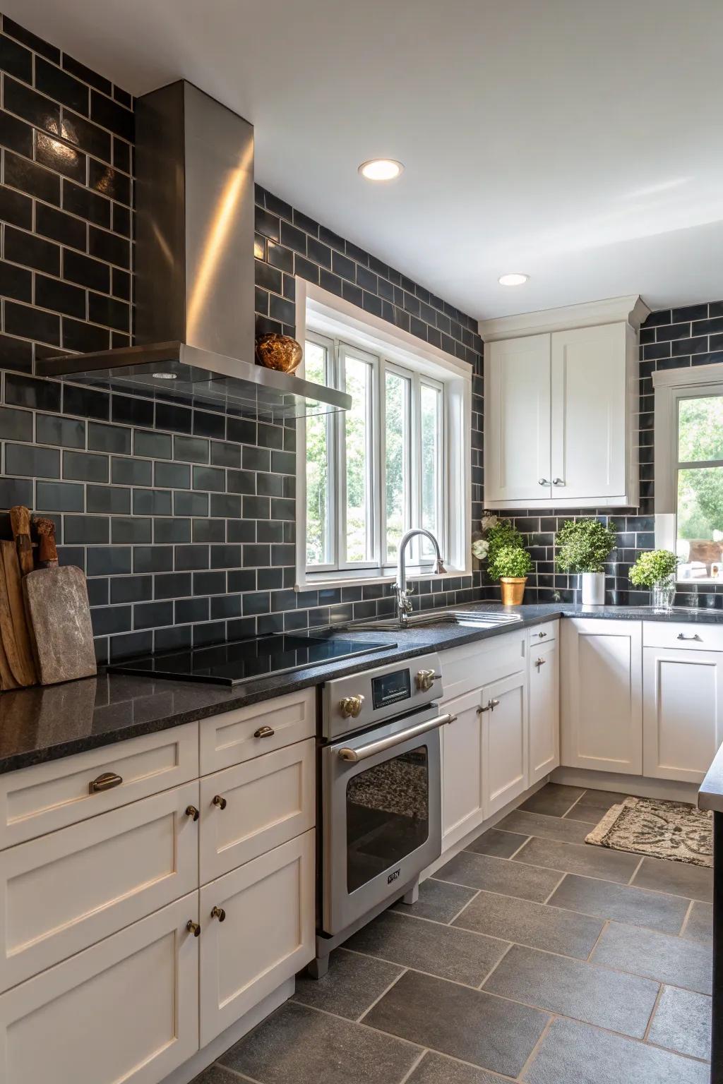 Contrasting colors form striking and bold centerpieces in kitchens.