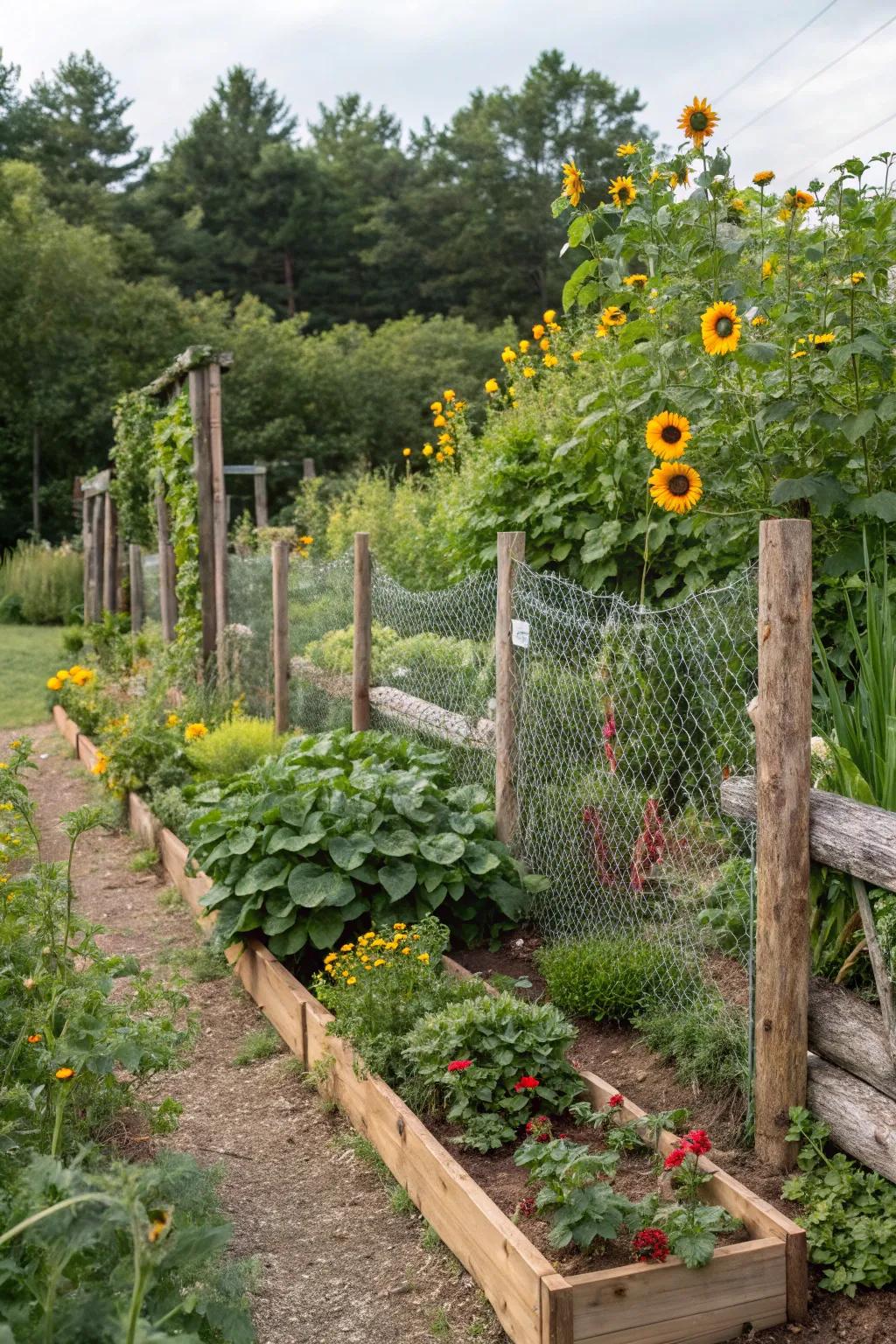 Countryside wood and link netting: a gardener's closest ally for both style and function.