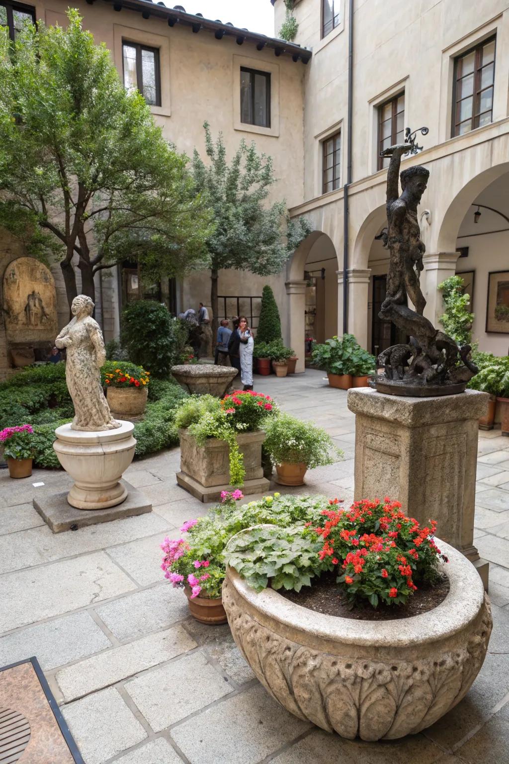 Artistic decor brings personality and charm to your courtyard.
