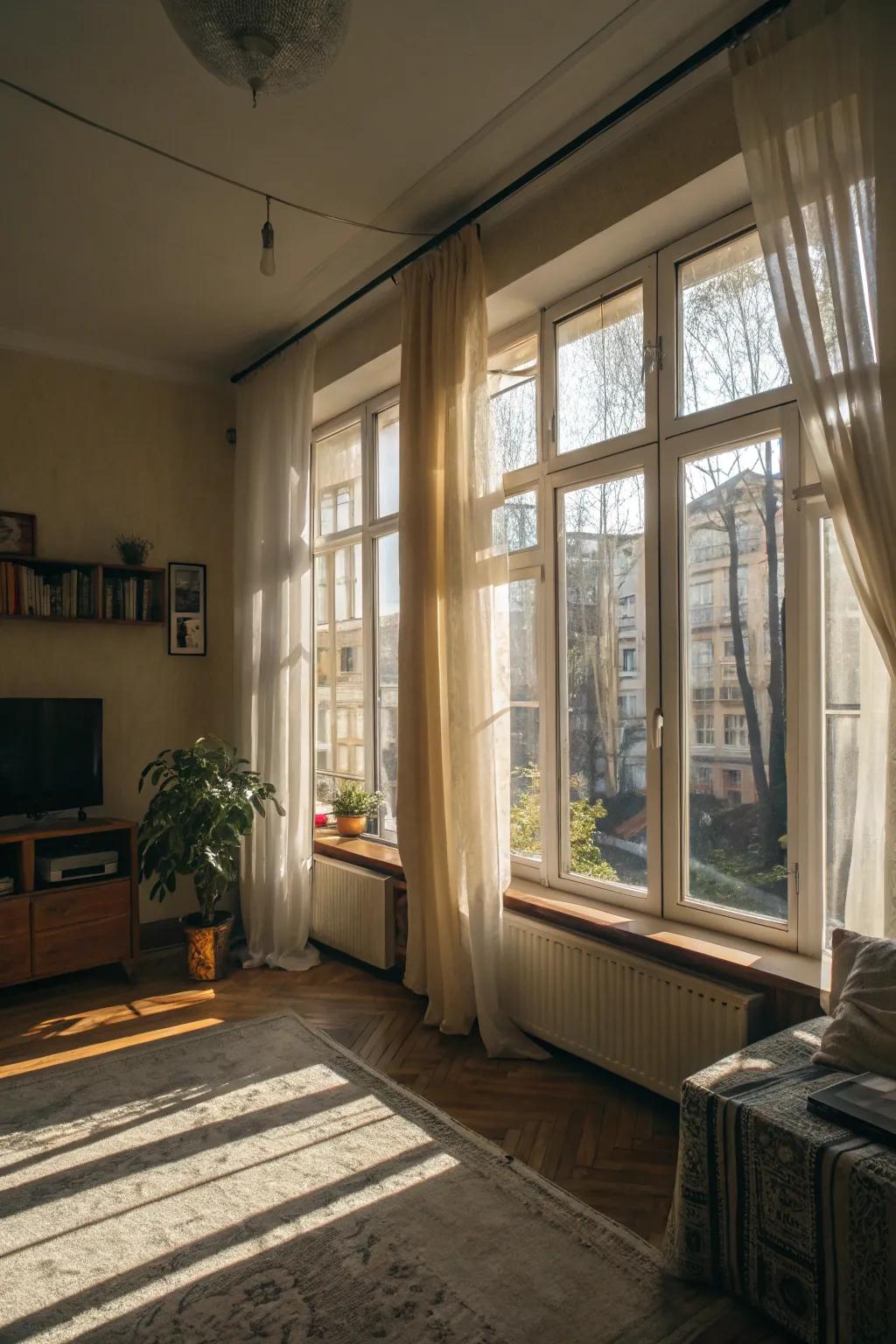 Sunlight can significantly enhance how spacious your apartment appears.